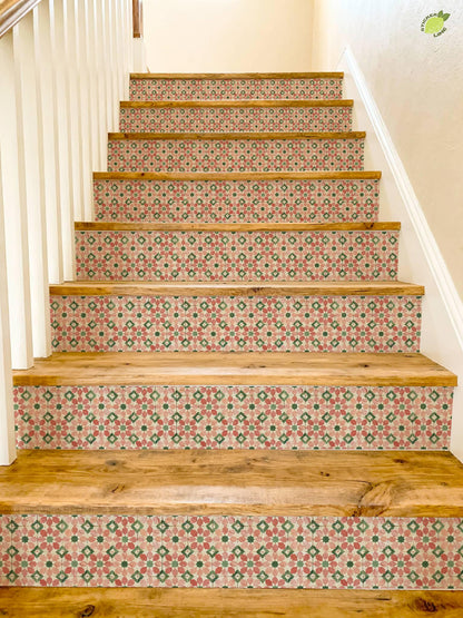 Moroccan Star Geometric Motif peel and stick stair riser decals, photo 8 of 8