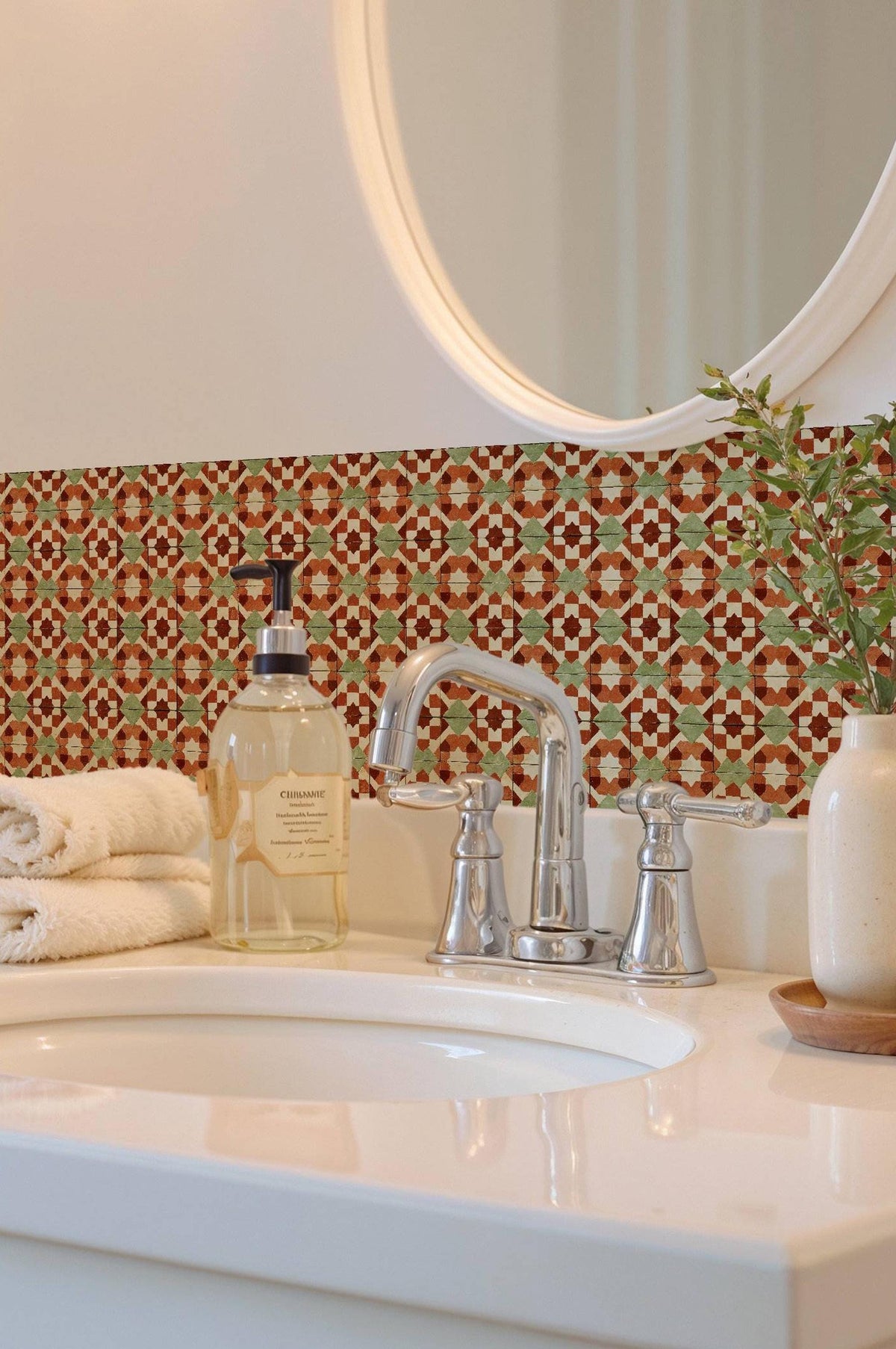 Geometric Earth Tone Moroccan Style Motif peel and stick tile decals
