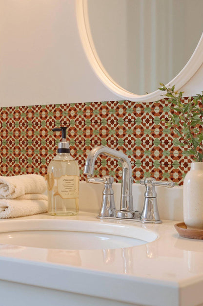 Geometric Earth Tone Moroccan Style Motif peel and stick tile decals