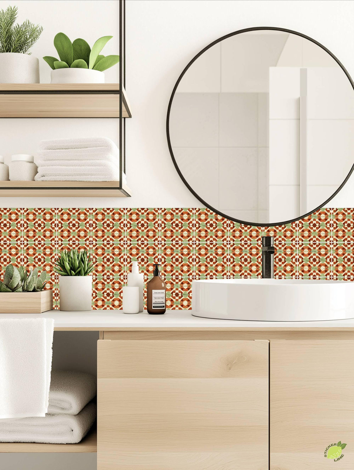 Geometric Earth Tone Moroccan Style Motif peel and stick tile decals, photo 2 of 8