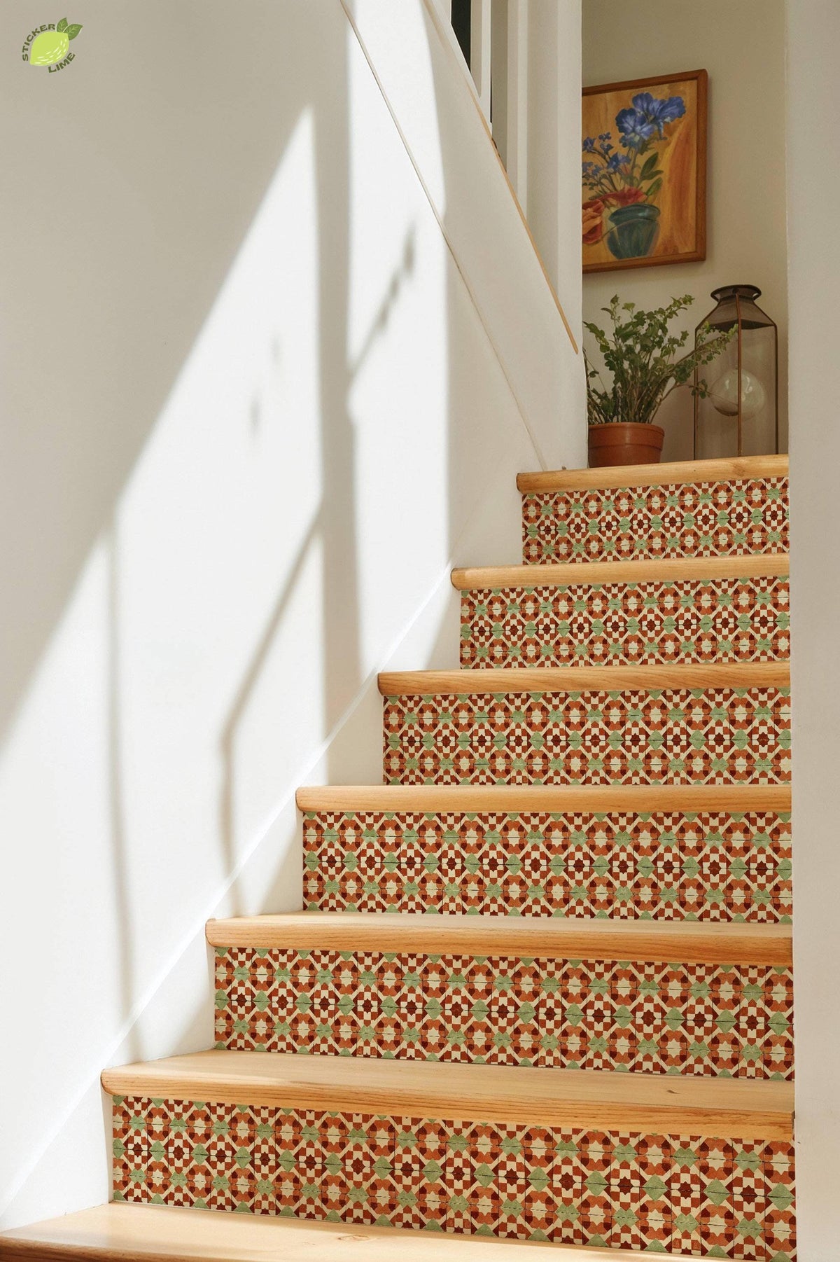 Geometric Earth Tone Moroccan Style Motif peel and stick tile decals, photo 8 of 8