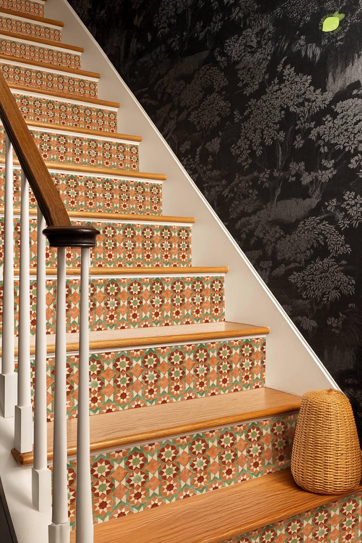 Moroccan Geometric Mosaic Art Motif peel and stick stair riser decals, photo 3 of 8