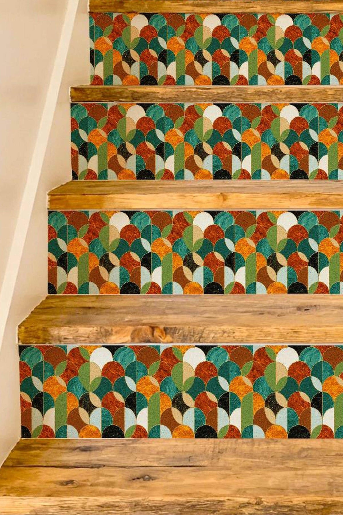 Mid-Century Modern Marble Arch peel and stick stair riser decals