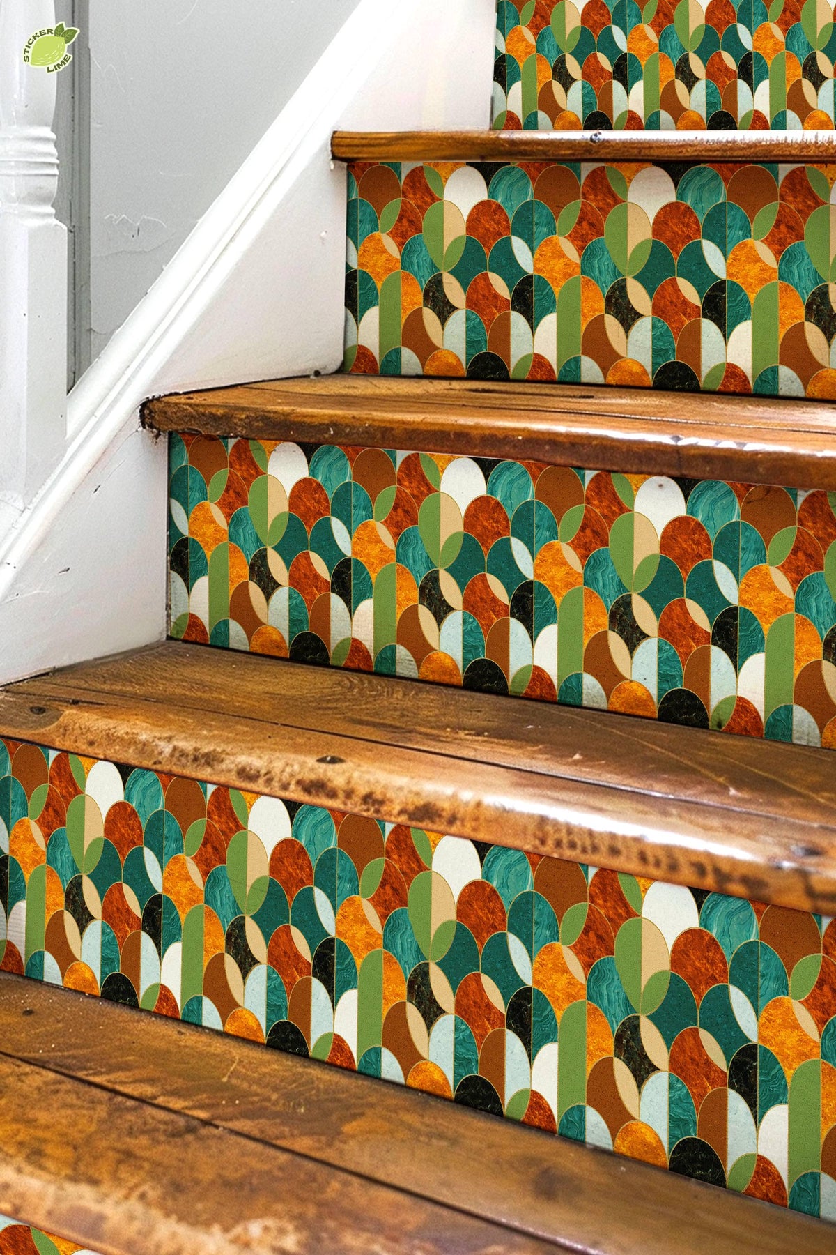 Mid-Century Modern Marble Arch peel and stick stair riser decals, photo 2 of 8