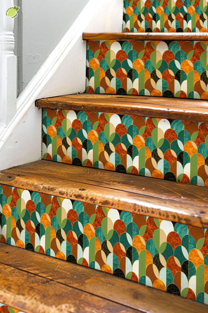 Mid-Century Modern Marble Arch peel and stick stair riser decals, photo 2 of 8