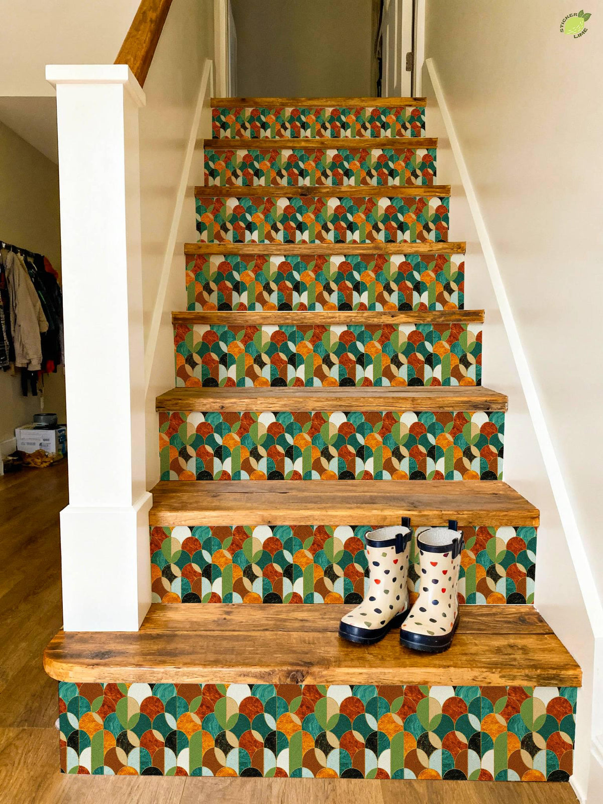 Mid-Century Modern Marble Arch peel and stick stair riser decals, photo 3 of 8