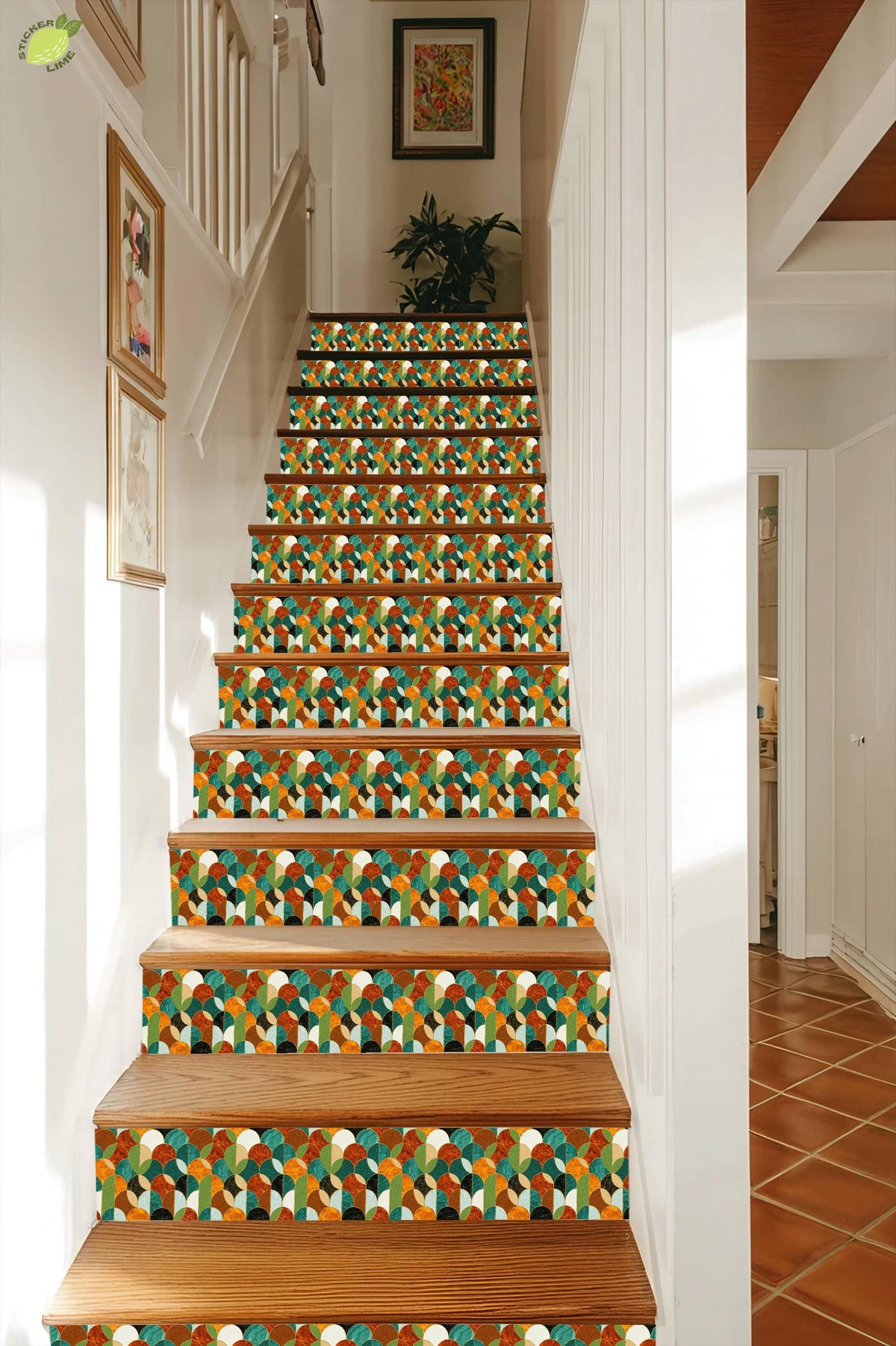 Mid-Century Modern Marble Arch peel and stick stair riser decals, photo 5 of 8