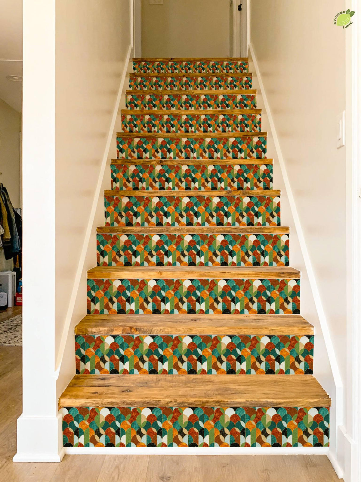 Mid-Century Modern Marble Arch peel and stick stair riser decals, photo 7 of 8