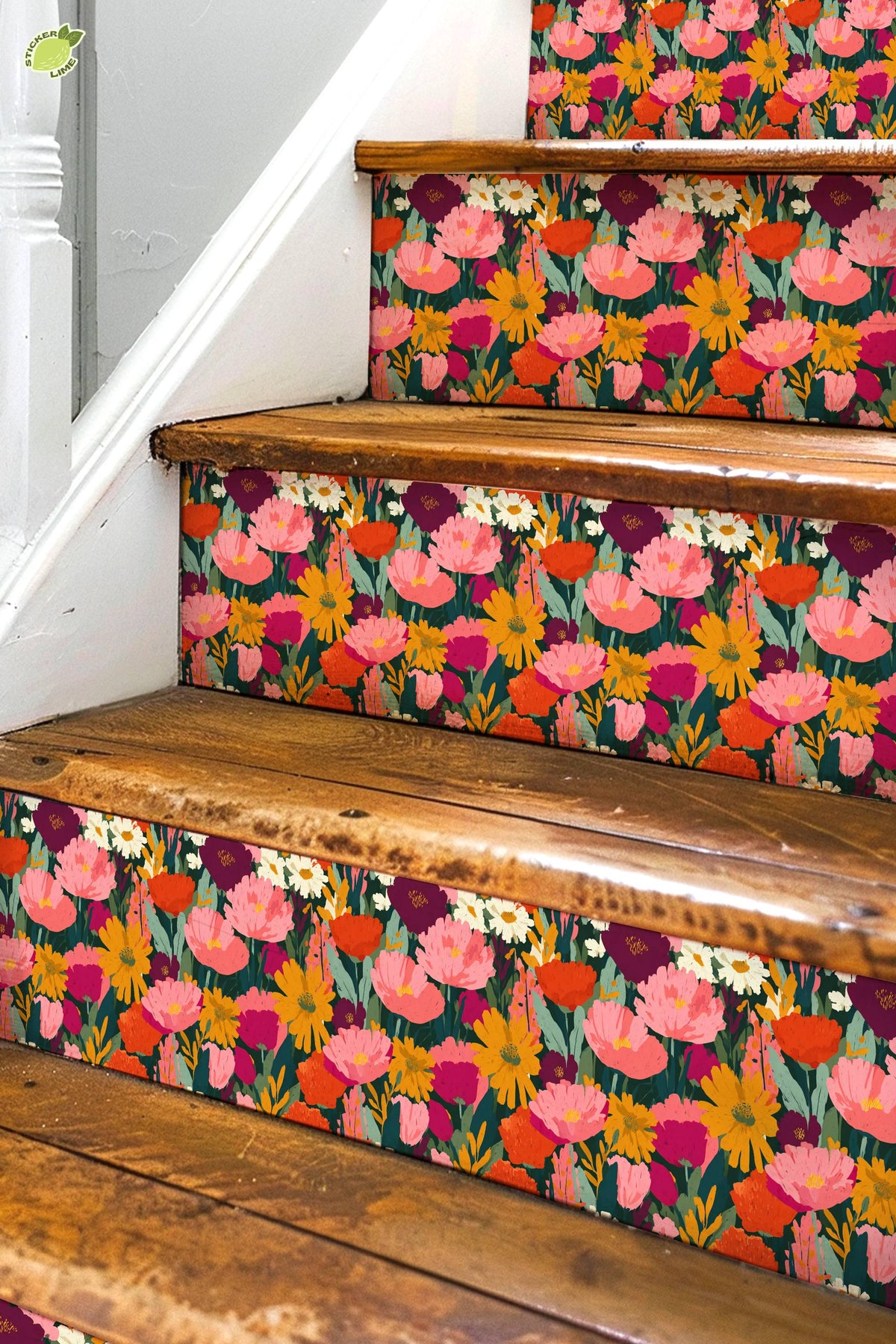 Boho Wildflower Garden Surface peel and stick stair riser decals, photo 2 of 8