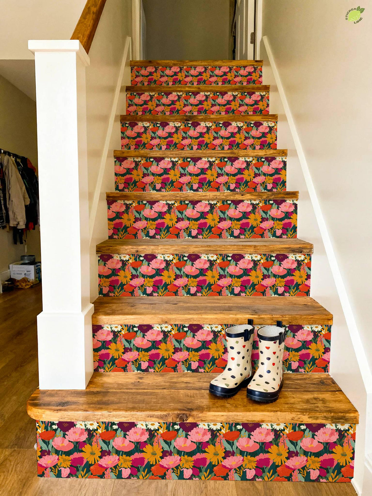 Boho Wildflower Garden Surface peel and stick stair riser decals, photo 3 of 8