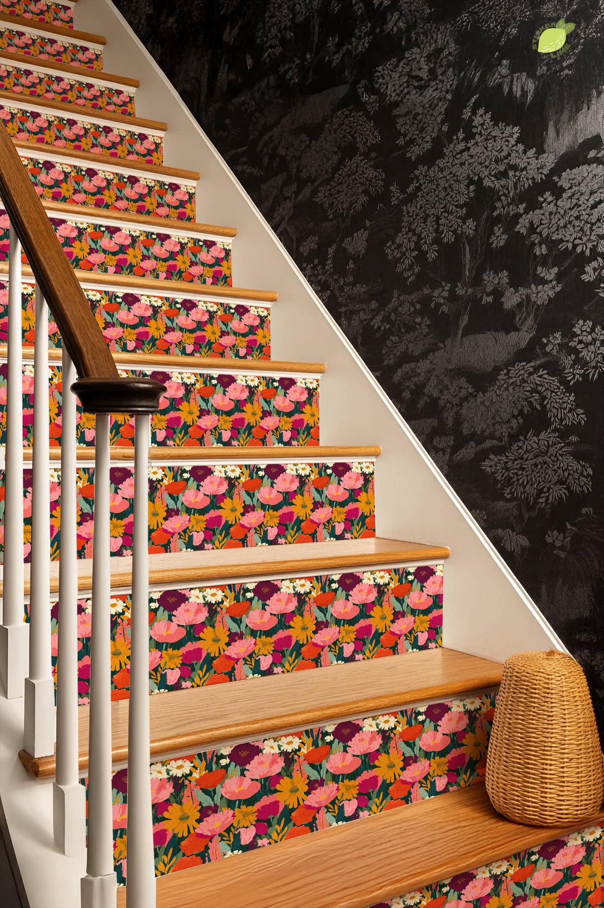 Boho Wildflower Garden Surface peel and stick stair riser decals, photo 4 of 8