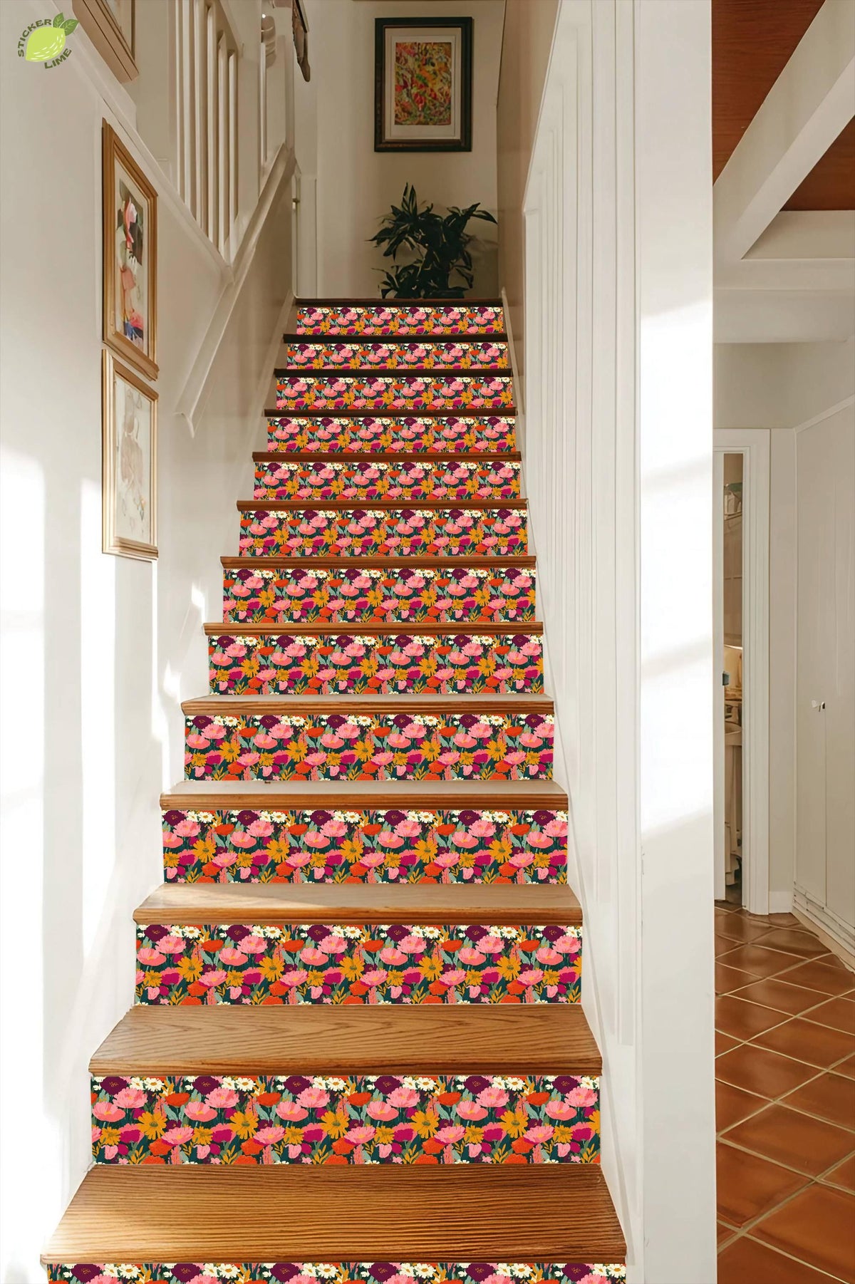 Boho Wildflower Garden Surface peel and stick stair riser decals, photo 5 of 8