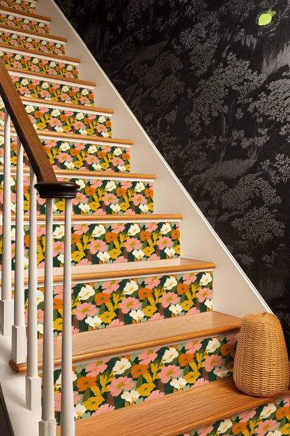 Vintage Botanical Garden Floral peel and stick stair riser decals, photo 4 of 8