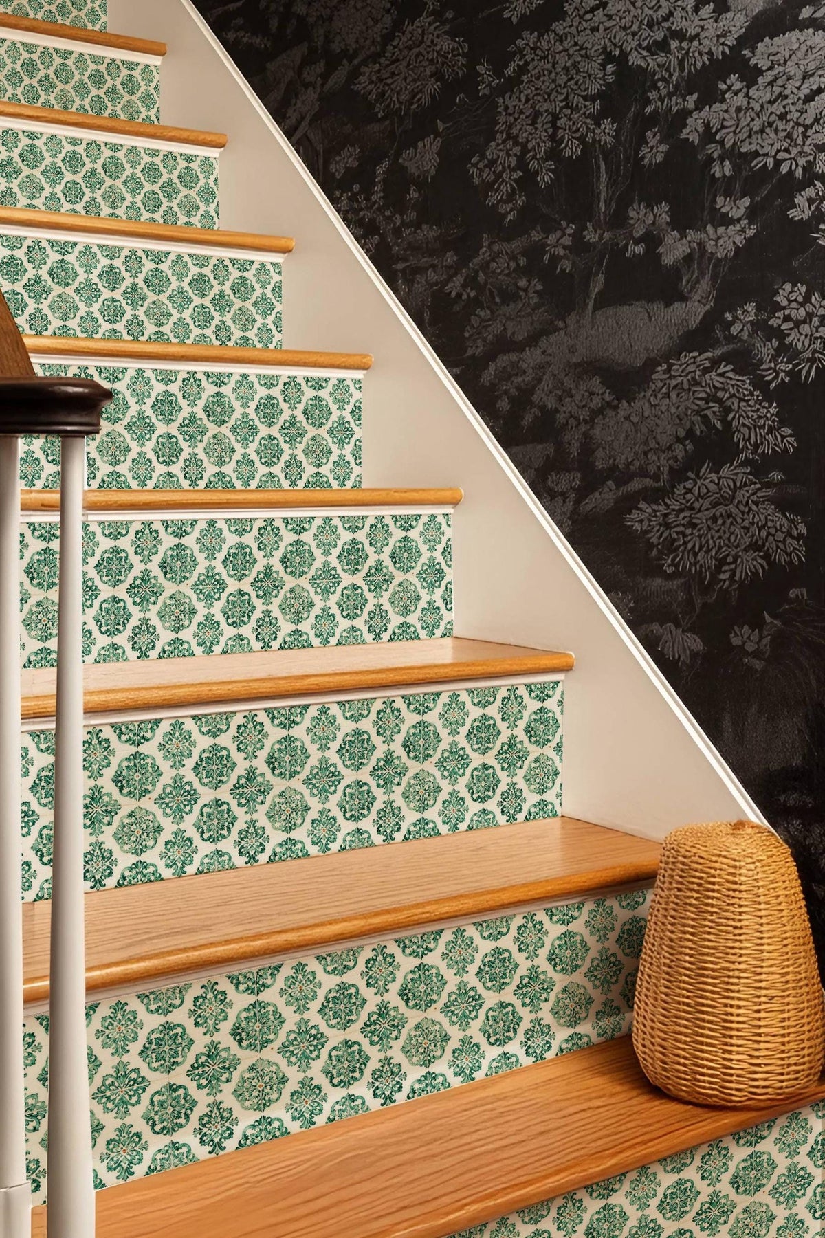 Royal Damask Classic Tile peel and stick stair riser decals