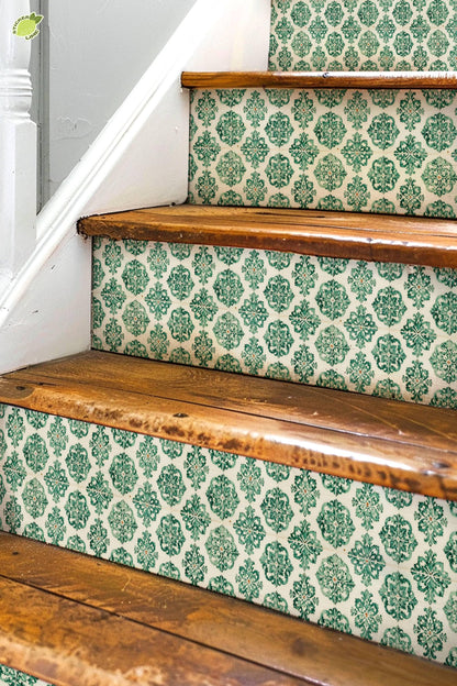 Royal Damask Classic Tile peel and stick stair riser decals, photo 2 of 8