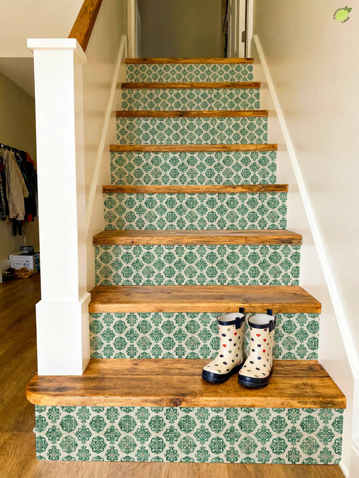 Royal Damask Classic Tile peel and stick stair riser decals, photo 3 of 8