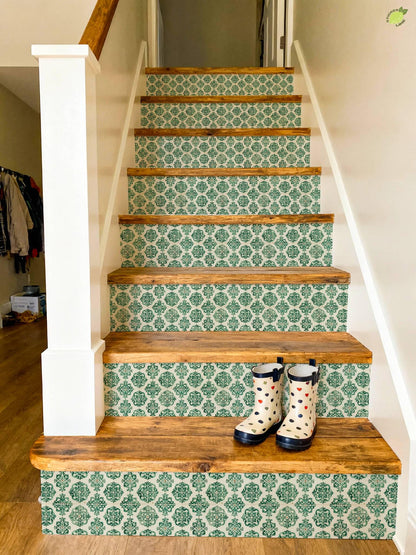 Royal Damask Classic Tile peel and stick stair riser decals, photo 3 of 8