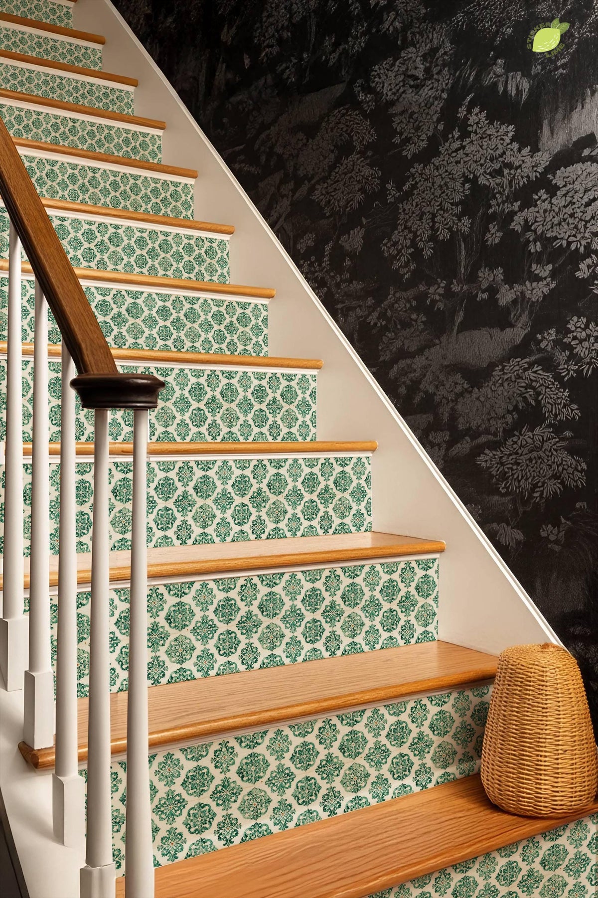 Royal Damask Classic Tile peel and stick stair riser decals, photo 4 of 8