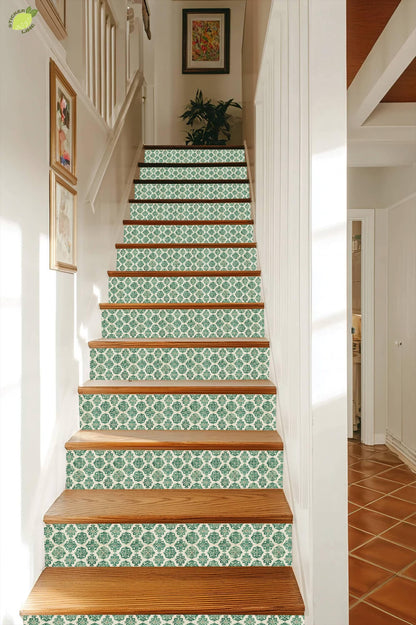 Royal Damask Classic Tile peel and stick stair riser decals, photo 5 of 8
