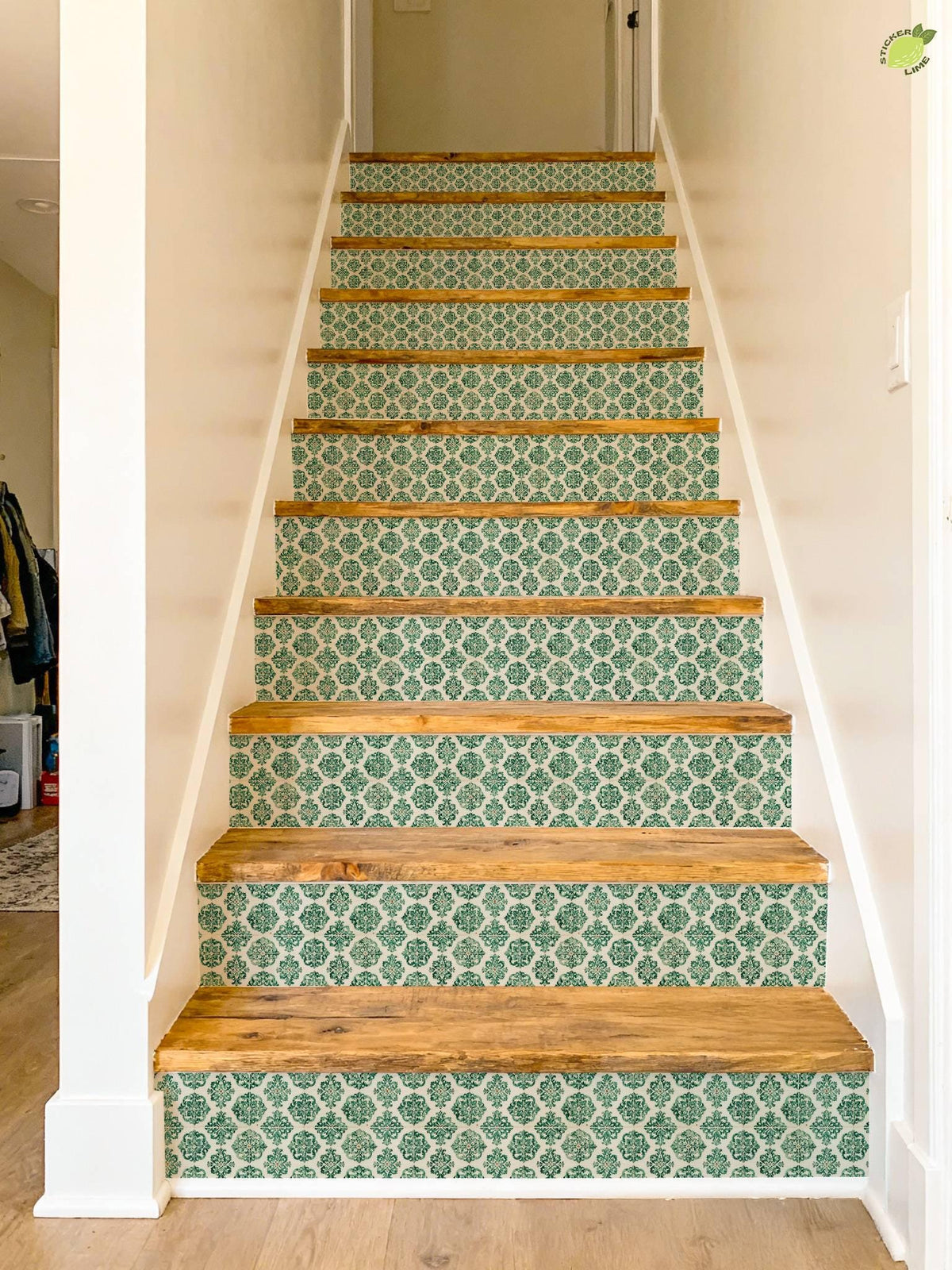 Royal Damask Classic Tile peel and stick stair riser decals, photo 7 of 8