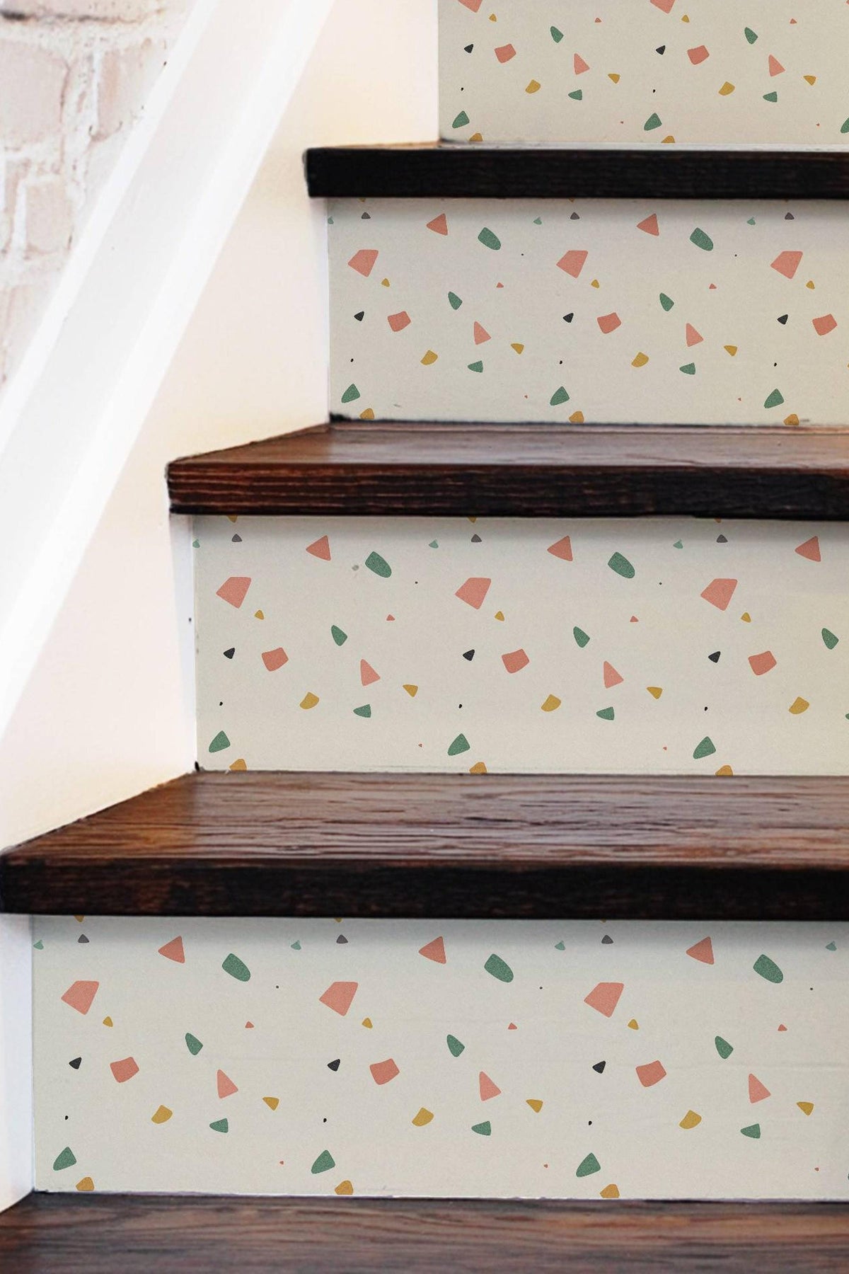 Sunwashed Terrazzo Macro Tile peel and stick stair riser decals