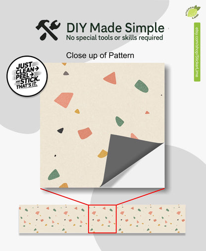 Sunwashed Terrazzo Macro Tile peel and stick stair riser decals, photo 2 of 8