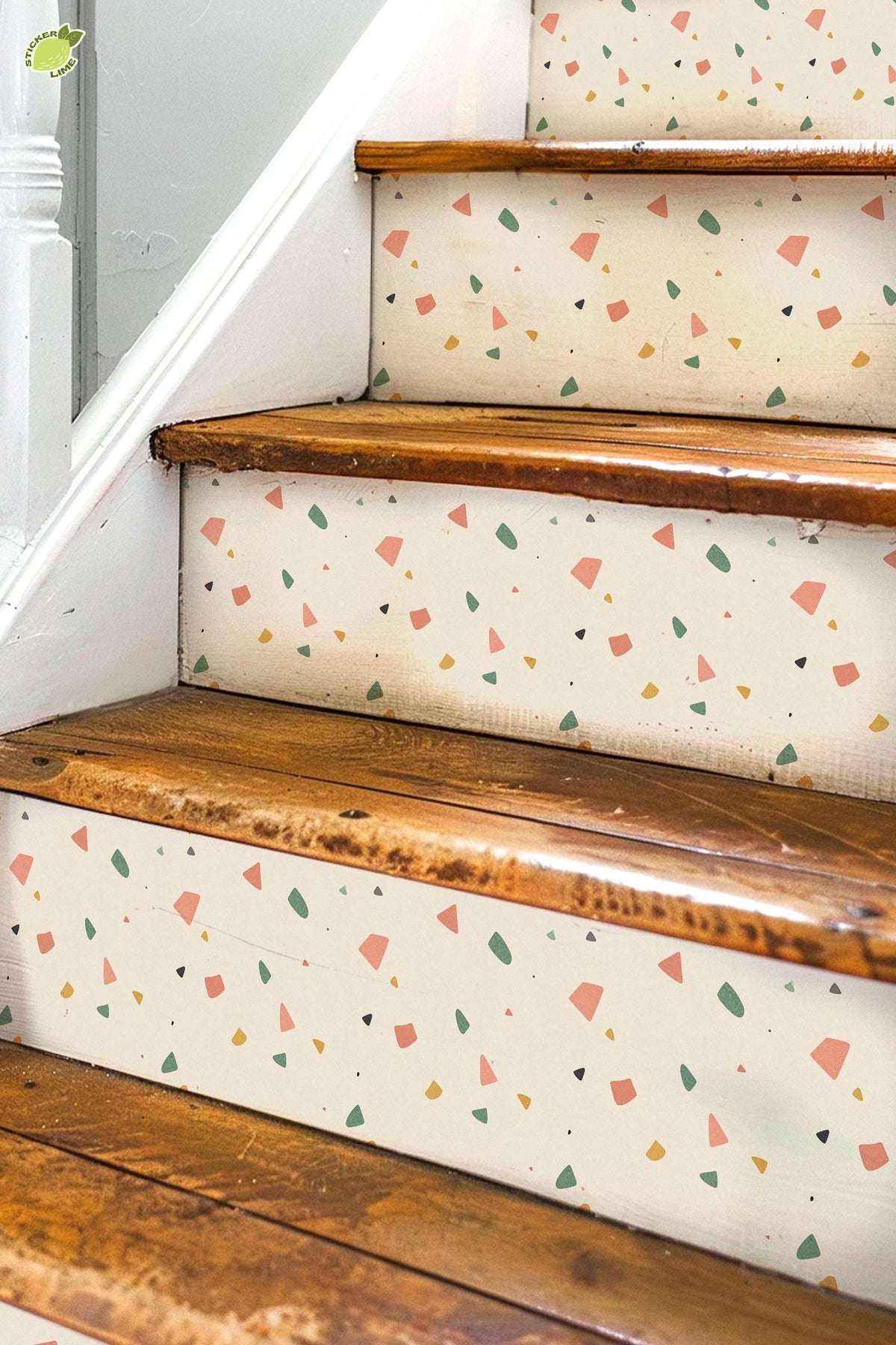 Sunwashed Terrazzo Macro Tile peel and stick stair riser decals, photo 3 of 8