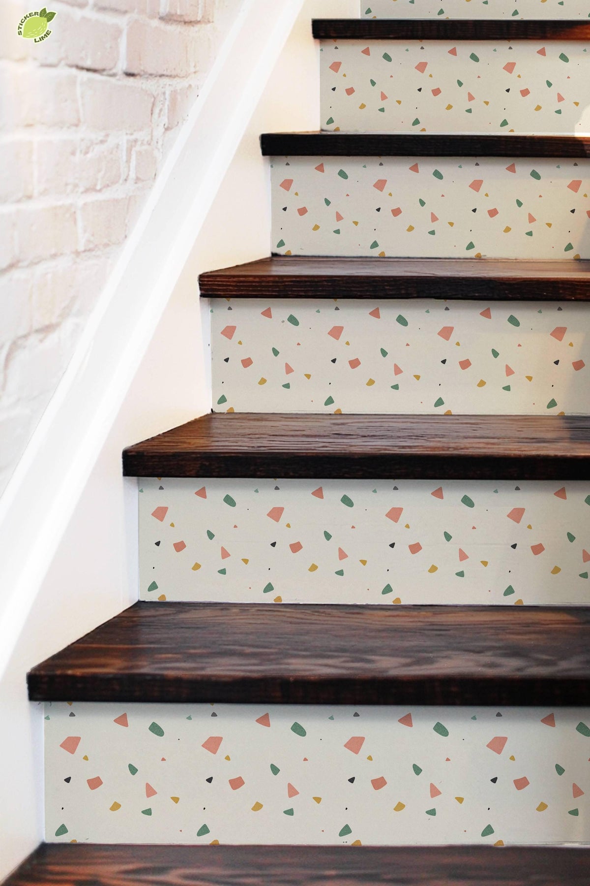 Sunwashed Terrazzo Macro Tile peel and stick stair riser decals, photo 5 of 8