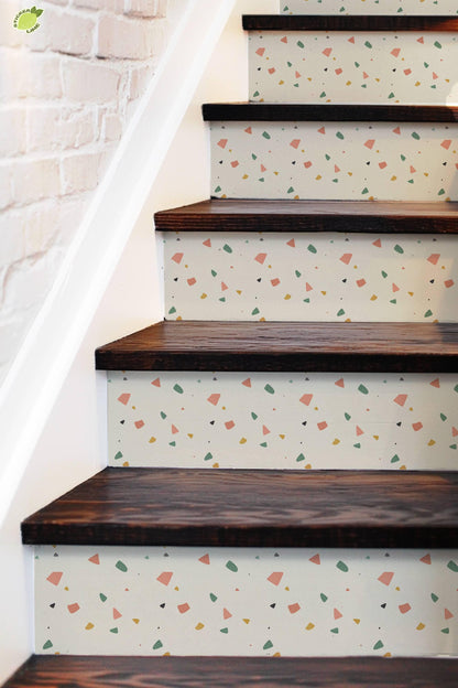 Sunwashed Terrazzo Macro Tile peel and stick stair riser decals, photo 5 of 8