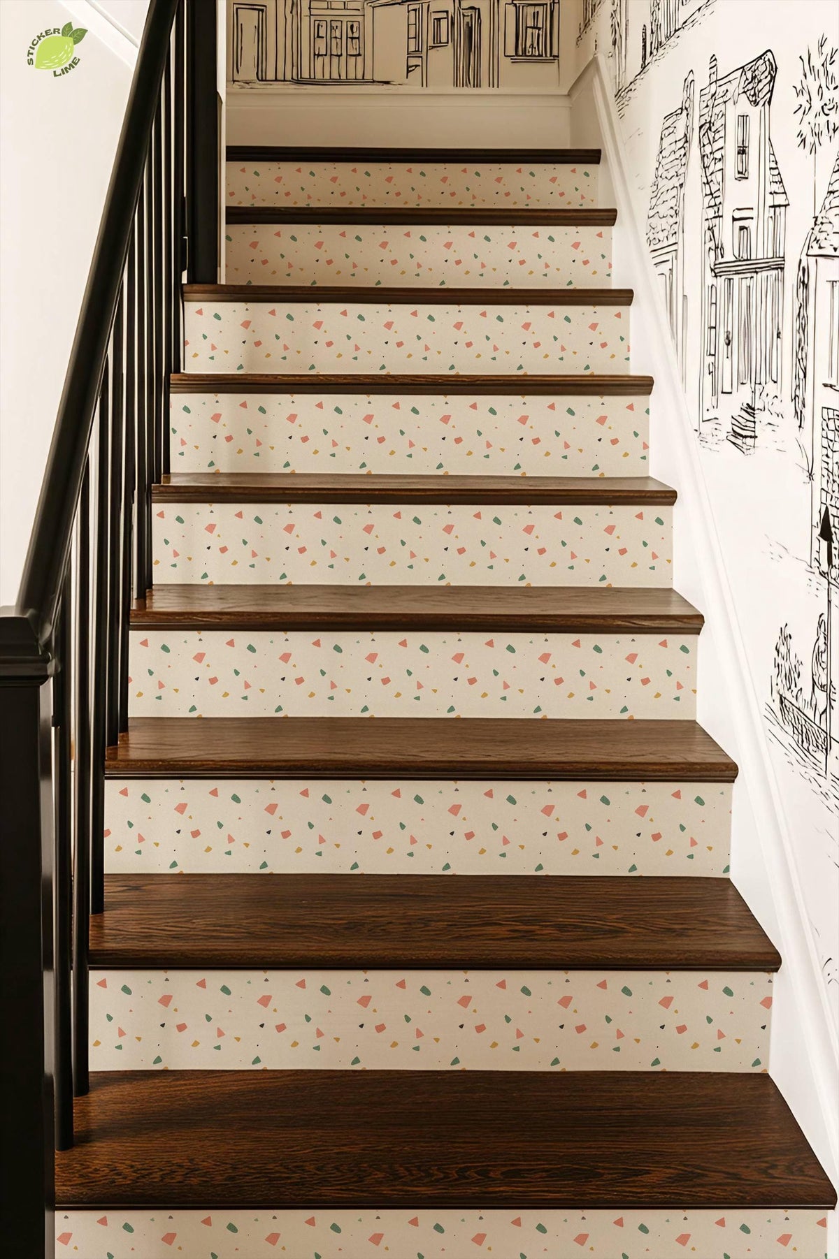Sunwashed Terrazzo Macro Tile peel and stick stair riser decals, photo 7 of 8