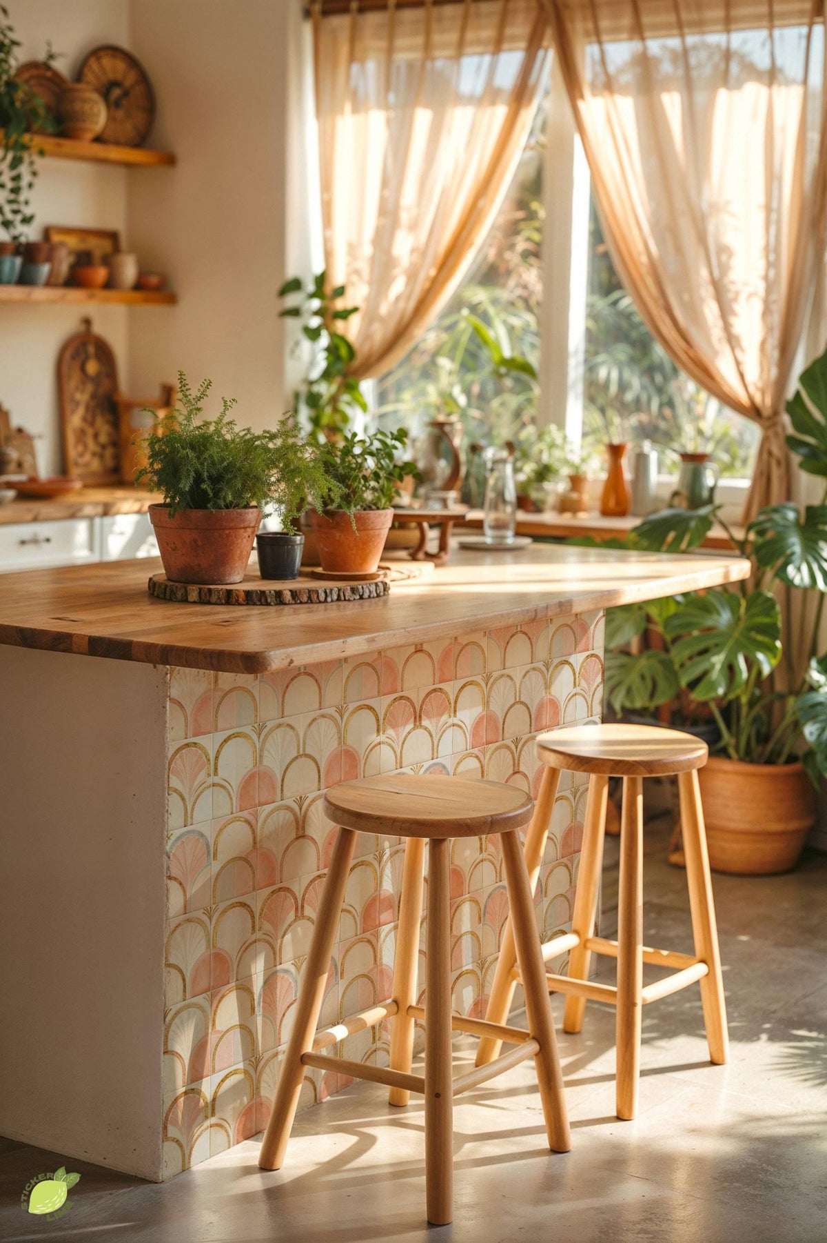 Sunwashed Art Deco Arch peel and stick tile decals, photo 4 of 8