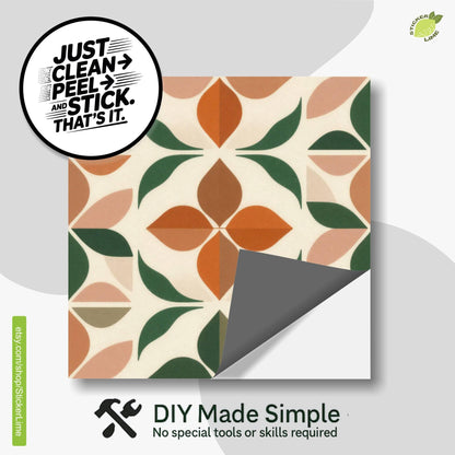 Mid-Century Botanical Geometric Motif peel and stick tile decals, photo 2 of 8