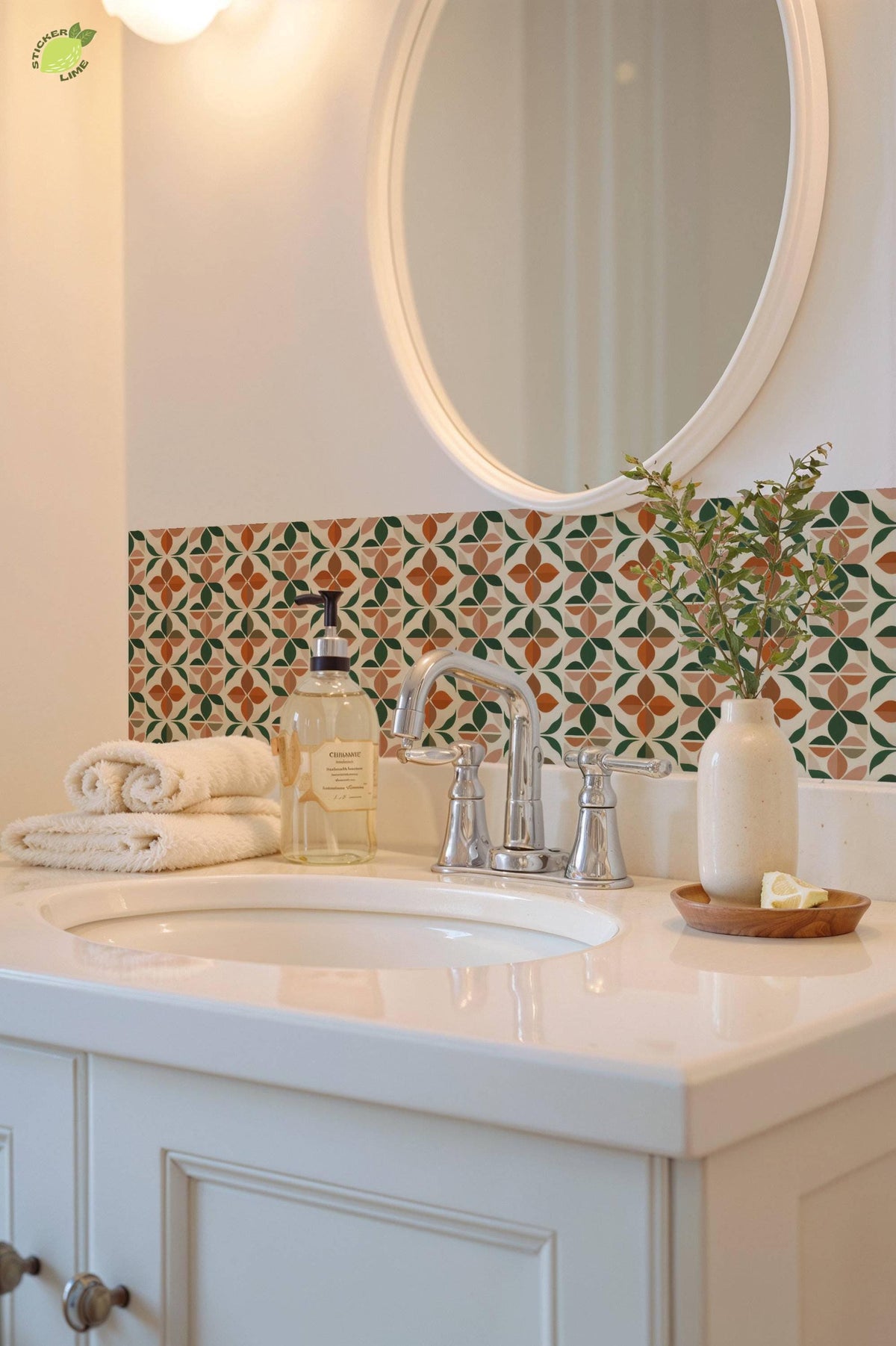 Mid-Century Botanical Geometric Motif peel and stick tile decals, photo 7 of 8