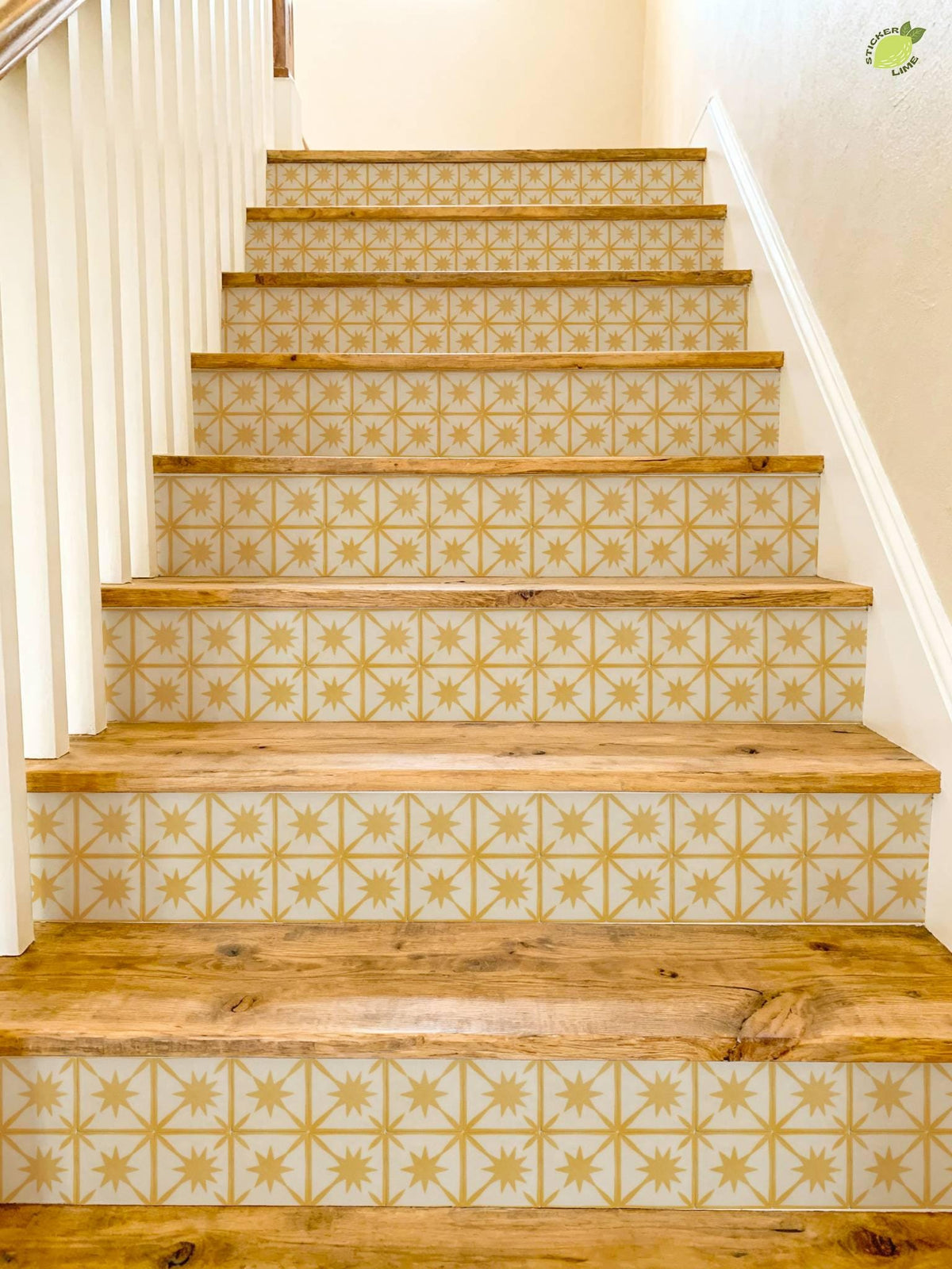 Saffron Macro Starburst Tile peel and stick stair riser decals, photo 4 of 8