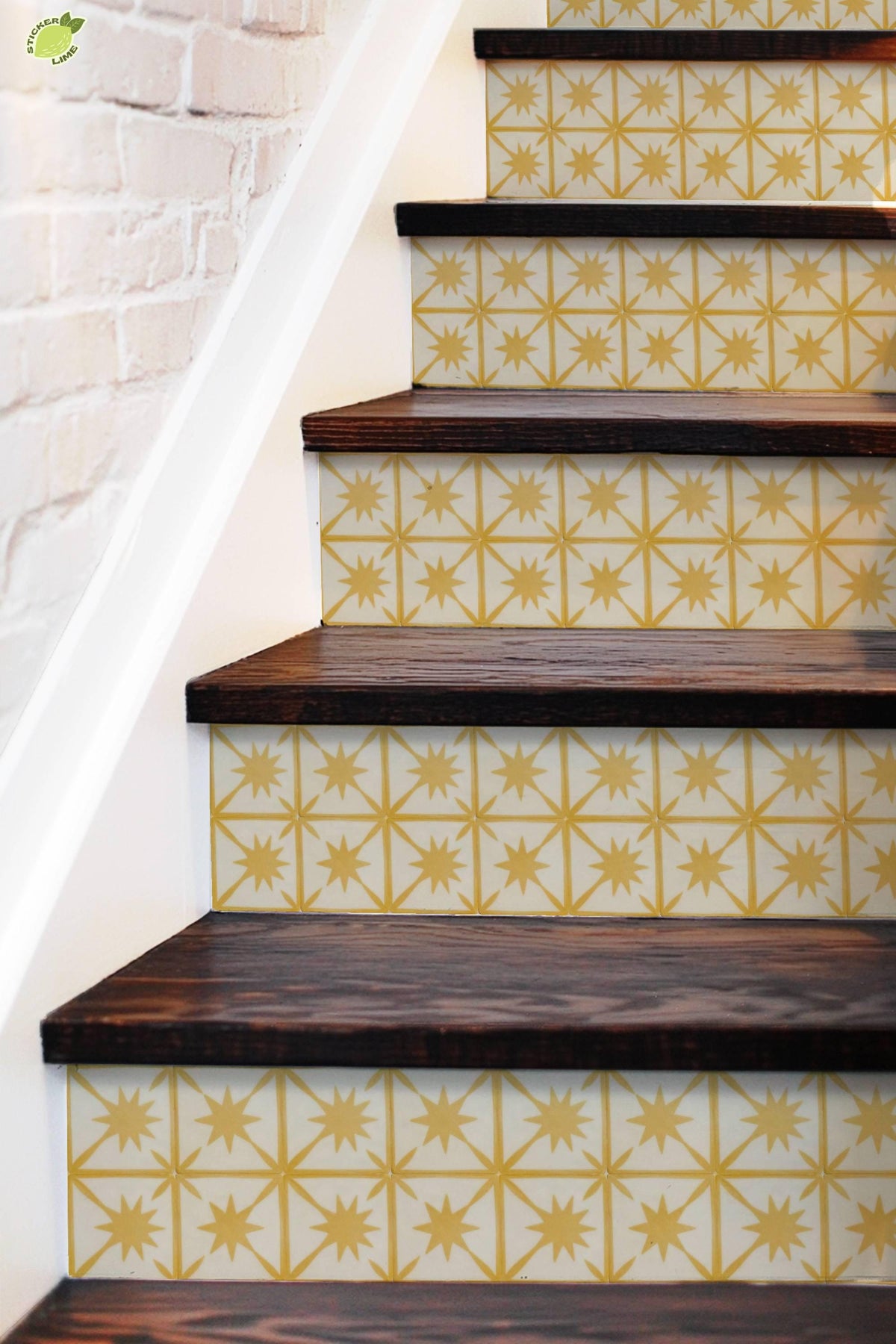 Saffron Macro Starburst Tile peel and stick stair riser decals, photo 5 of 8