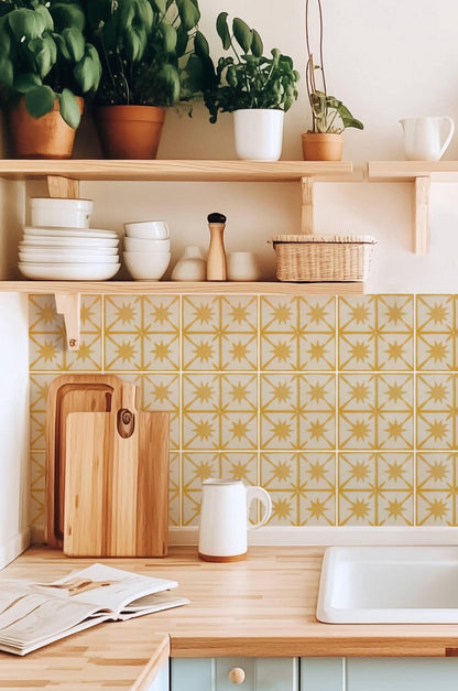 Saffron Macro Starburst peel and stick tile decals