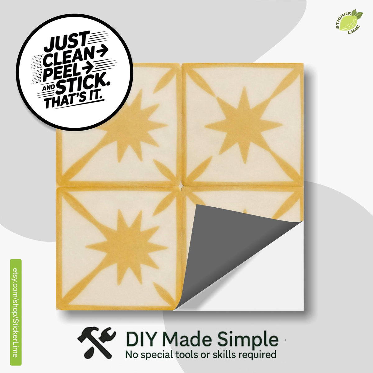 Saffron Macro Starburst peel and stick tile decals, photo 2 of 8