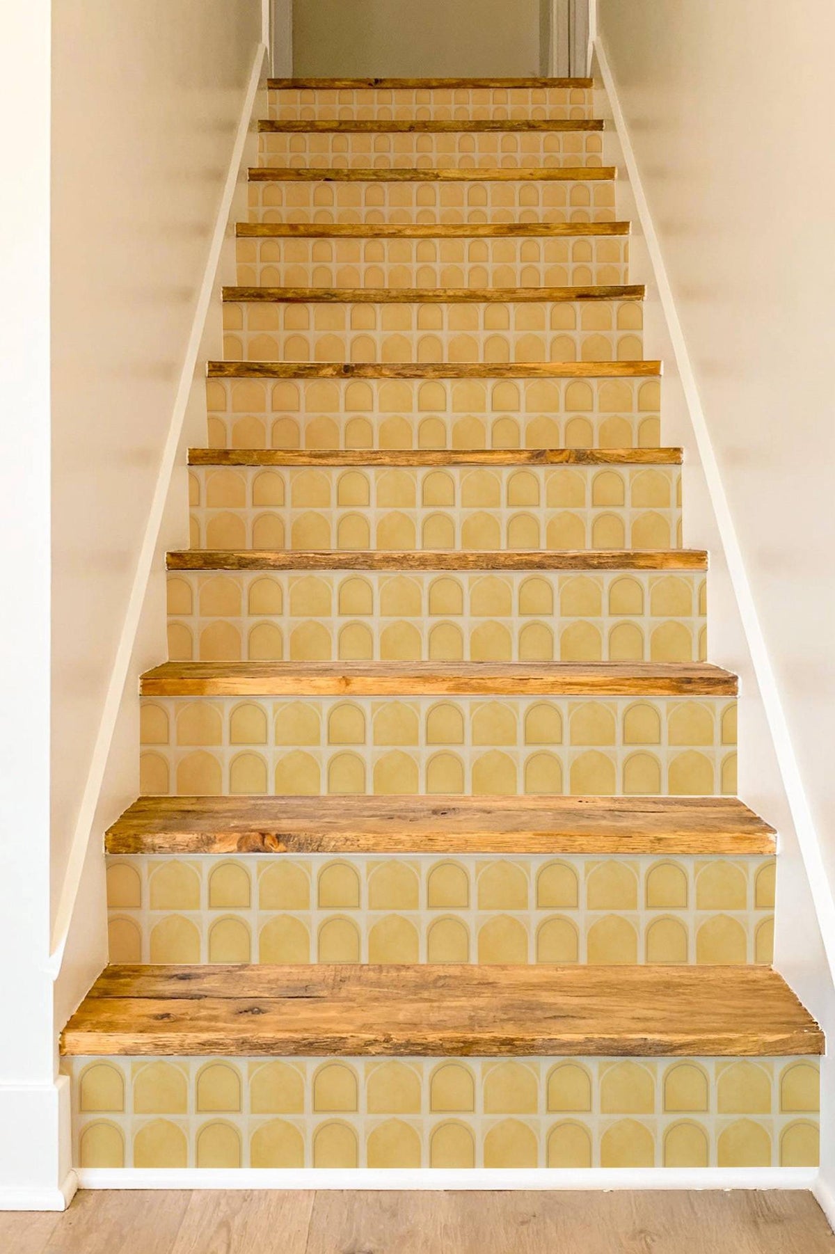 Saffron Oversized Architectural Arch Tile peel and stick stair riser decals
