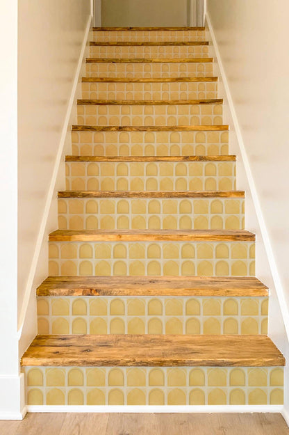Saffron Oversized Architectural Arch Tile peel and stick stair riser decals