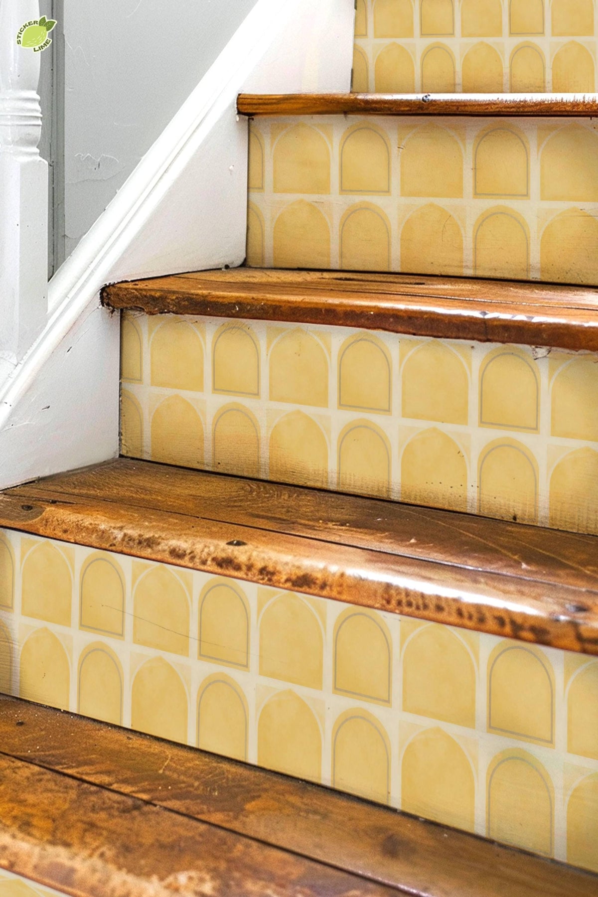 Saffron Oversized Architectural Arch Tile peel and stick stair riser decals, photo 3 of 8