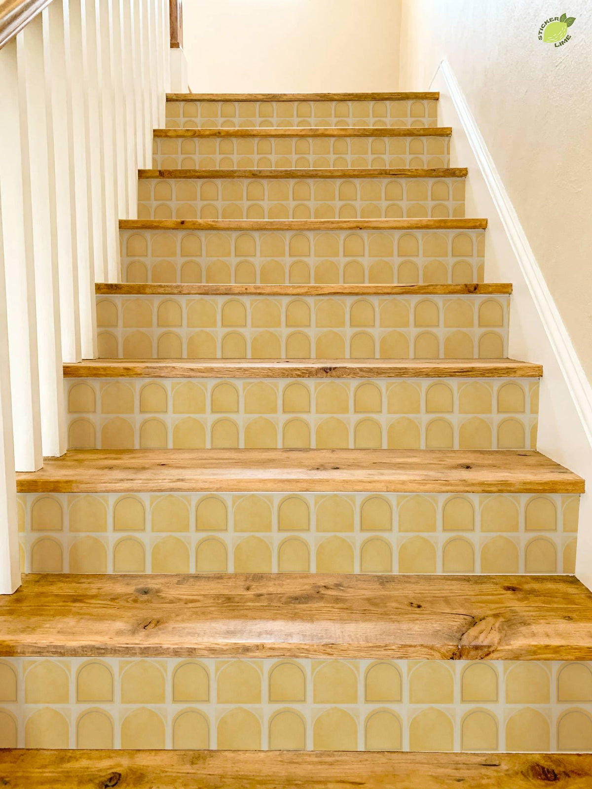 Saffron Oversized Architectural Arch Tile peel and stick stair riser decals, photo 4 of 8