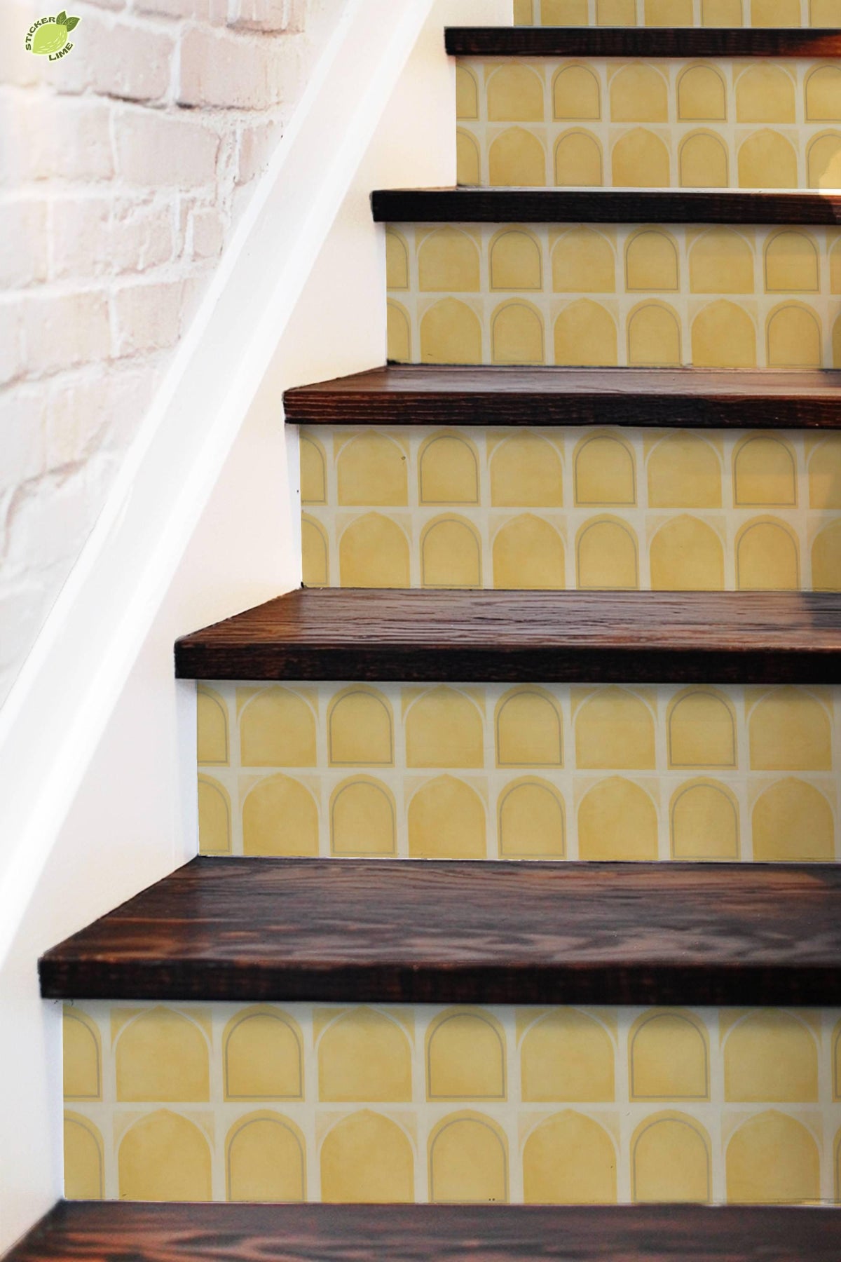 Saffron Oversized Architectural Arch Tile peel and stick stair riser decals, photo 5 of 8