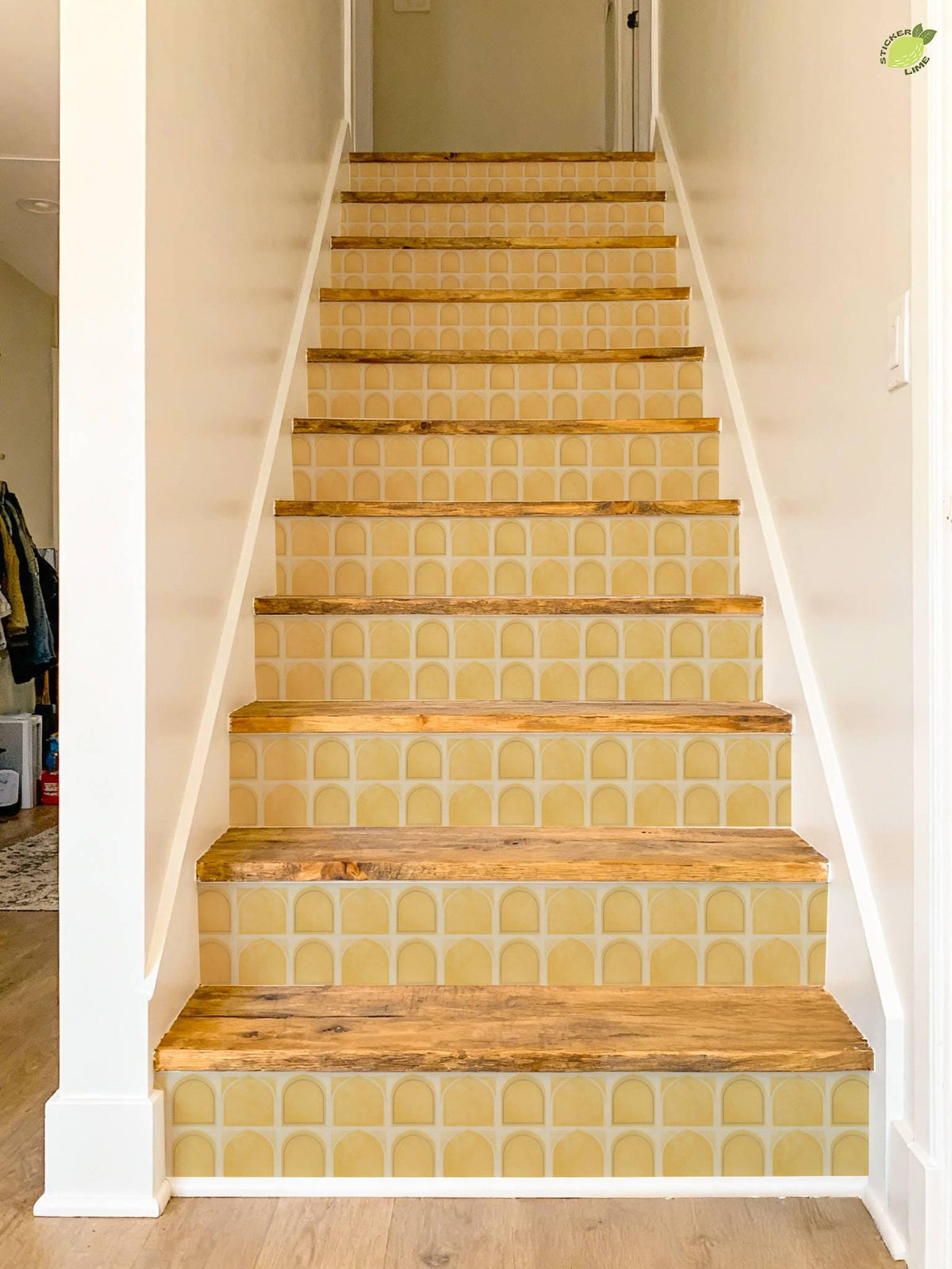 Saffron Oversized Architectural Arch Tile peel and stick stair riser decals, photo 6 of 8