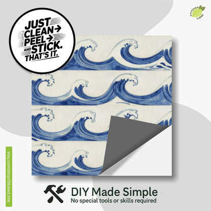 Cobalt Mediterranean Wave peel and stick tile decals, photo 2 of 8