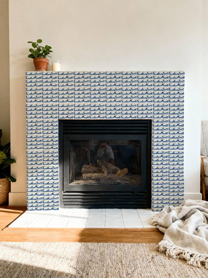 Cobalt Mediterranean Wave peel and stick tile decals, photo 6 of 8