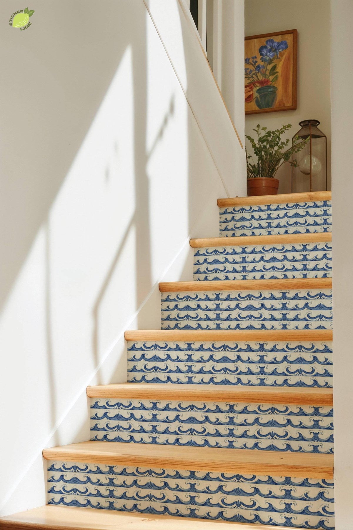 Cobalt Mediterranean Wave peel and stick tile decals, photo 8 of 8