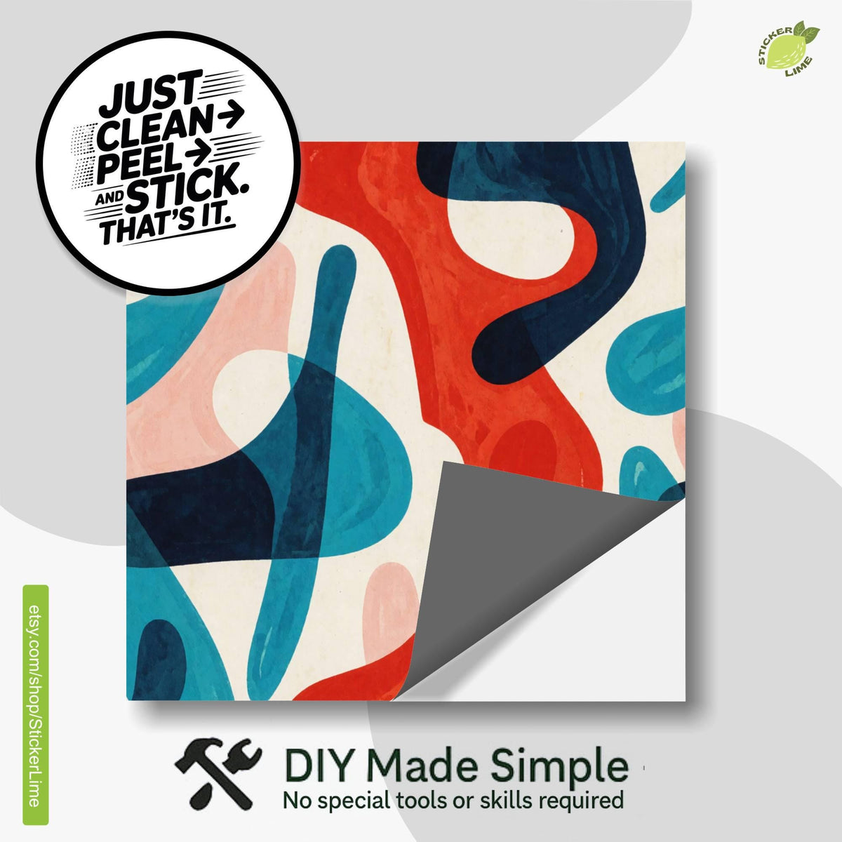 Mid Century Modern Organic Shapes peel and stick tile decals, photo 2 of 8