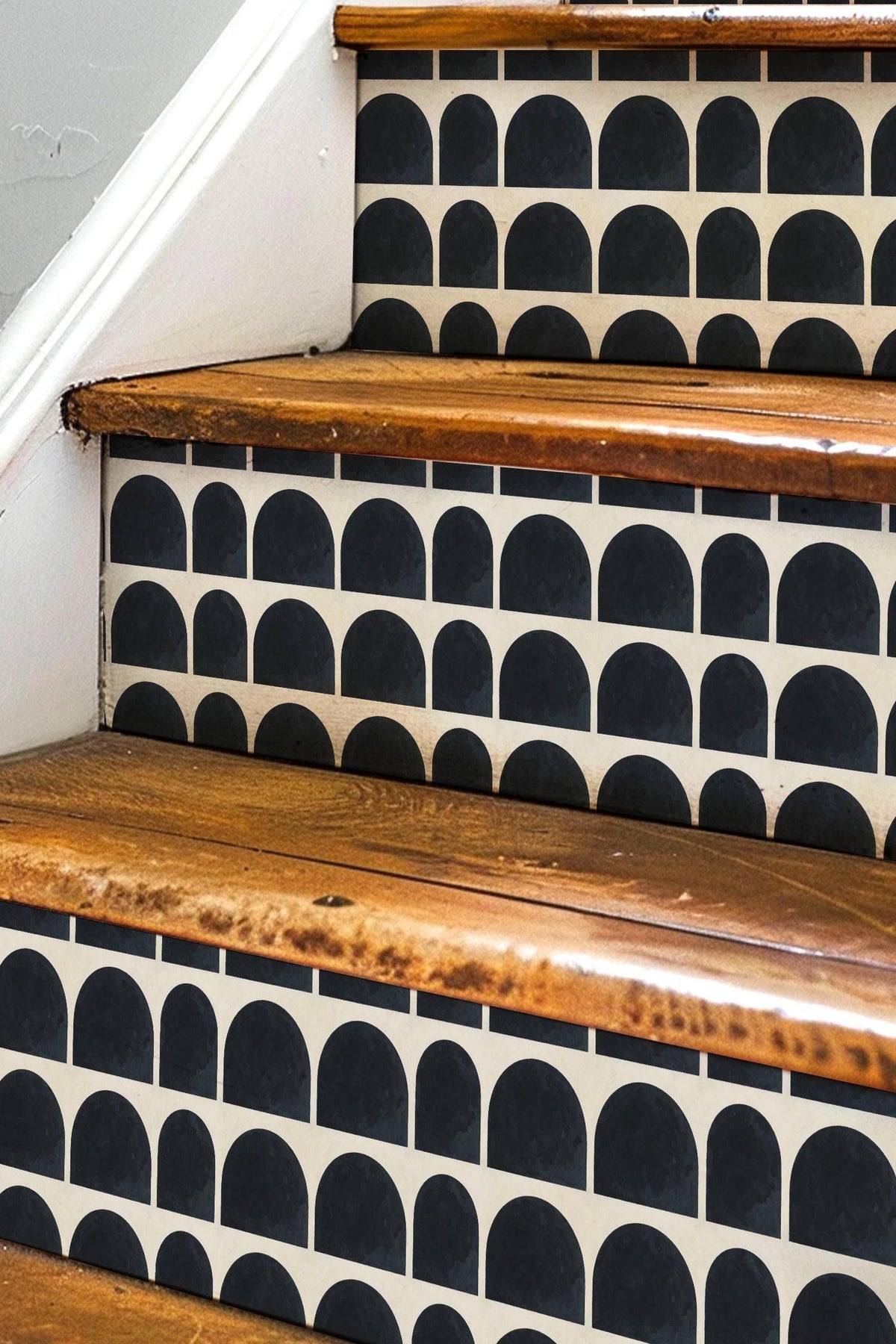 Charcoal Macro Architectural Arch peel and stick stair riser decals