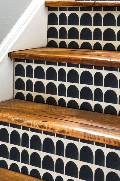 Charcoal Macro Architectural Arch peel and stick stair riser decals