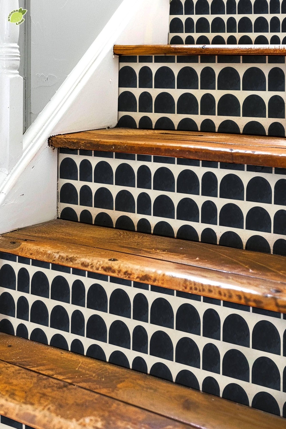 Charcoal Macro Architectural Arch peel and stick stair riser decals, photo 3 of 8